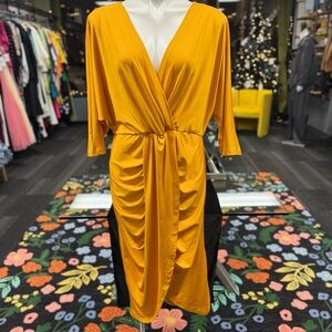 Chic Mustard Wrap Dress